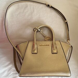 Michael Kors Gold Satchel with Crossbody Strap